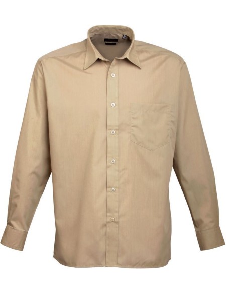Popelínová košile s dlouhým rukávem PR 200 - Khaki 41