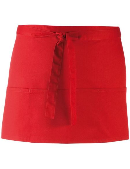 Krátká zástěra do pasu s kapsou Colours - Červená