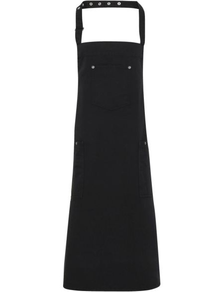 Bavlněná zástěra s laclem Chino - Black