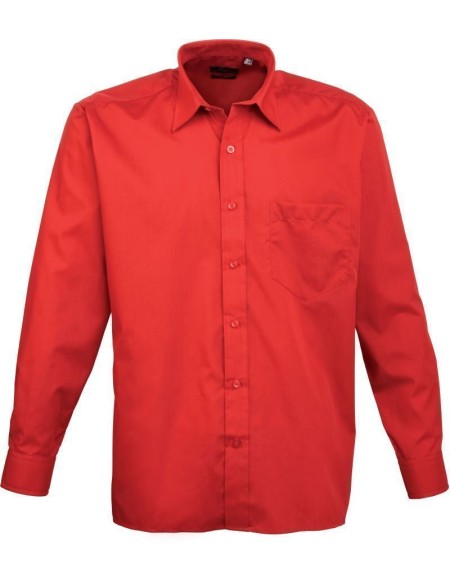 Popelínová košile s dlouhým rukávem PR 200 - Red 48