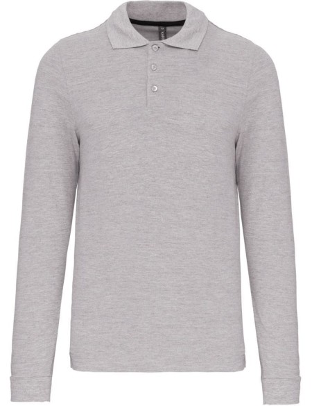 Pánské piqué polo s dlouhým rukávem - Oxford grey XXL
