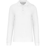 Pánské piqué polo s dlouhým rukávem - White 3XL