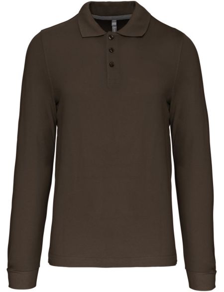 Pánské piqué polo s dlouhým rukávem - Oxford grey