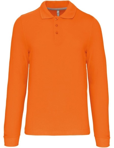 Pánské piqué polo s dlouhým rukávem - Orange XXL