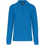 Pánské piqué polo s dlouhým rukávem - Tropical blue 4XL