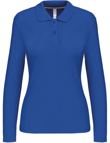 Dámské piqué polo s dlouhým rukávem K244 - Light royal blue M