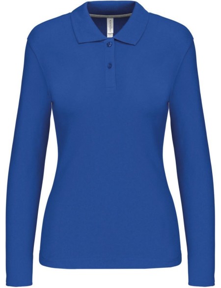 Dámské piqué polo s dlouhým rukávem K244 - Light royal blue 3XL