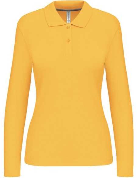 Dámské piqué polo s dlouhým rukávem K244 - Yellow L