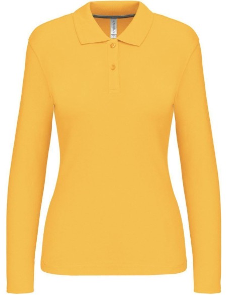 Dámské piqué polo s dlouhým rukávem K244 - Yellow XXL