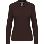 Dámské piqué polo s dlouhým rukávem K244 - Chocolate XL