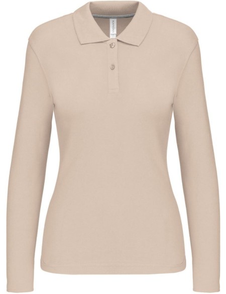Dámské piqué polo s dlouhým rukávem K244 - Light sand 3XL