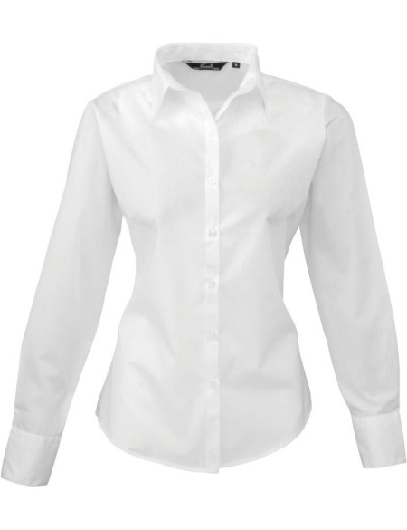 Popelínová halenka s dlouhým rukávem PR 300 - White L