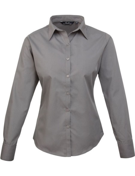 Popelínová halenka s dlouhým rukávem PR 300 - Dark grey 4XL