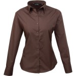 Popelínová halenka s dlouhým rukávem PR 300 - Brown 5XL