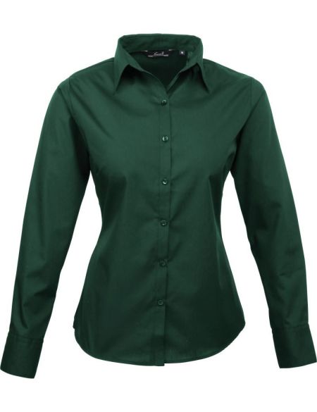 Popelínová halenka s dlouhým rukávem PR 300 - White