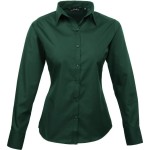 Popelínová halenka s dlouhým rukávem PR 300 - Bottle green M