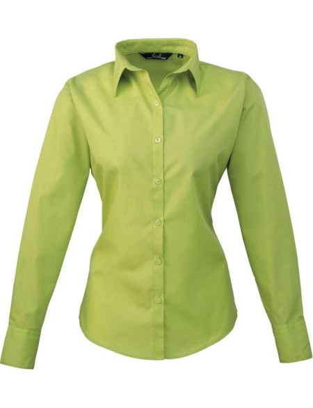 Popelínová halenka s dlouhým rukávem PR 300 - Lime 3XL