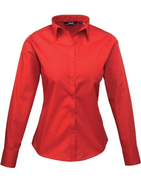 Popelínová halenka s dlouhým rukávem PR 300 - Red XS