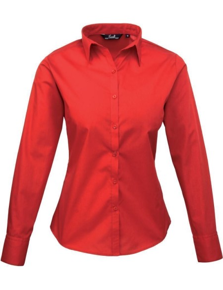 Popelínová halenka s dlouhým rukávem PR 300 - Red XL