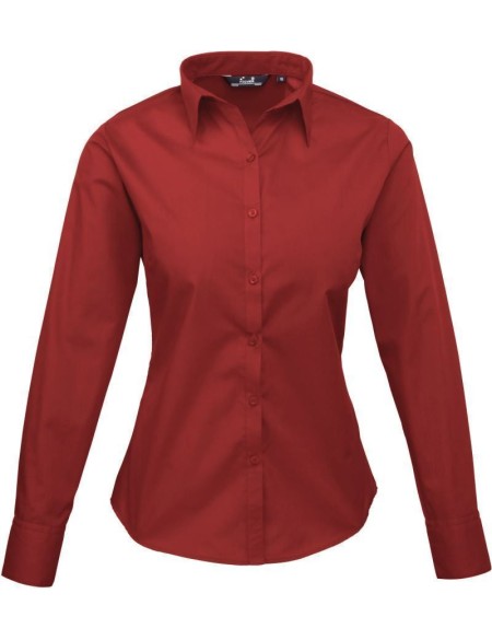 Popelínová halenka s dlouhým rukávem PR 300 - Burgundy XXL