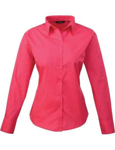 Popelínová halenka s dlouhým rukávem PR 300 - Hot pink L