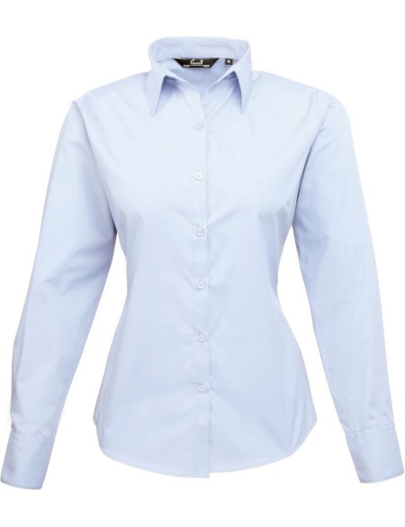 Popelínová halenka s dlouhým rukávem PR 300 - Light blue XS