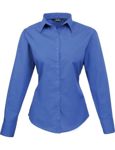 Popelínová halenka s dlouhým rukávem PR 300 - Royal blue 4XL