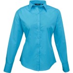 Popelínová halenka s dlouhým rukávem PR 300 - Turquoise M
