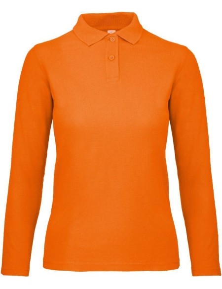 Dámské piqué polo s dlouhým rukávem - Orange XXL