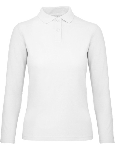 Dámské piqué polo s dlouhým rukávem - White L