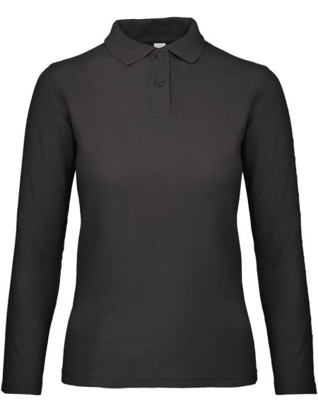 Dámské piqué polo s dlouhým rukávem - Black XXL