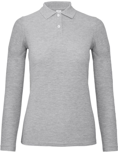 Dámské piqué polo s dlouhým rukávem - Heather grey XS