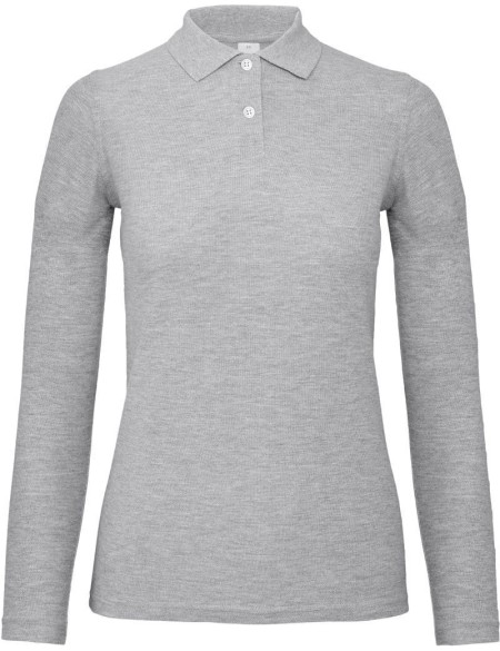Dámské piqué polo s dlouhým rukávem - Heather grey XXL