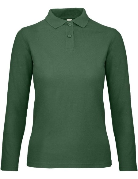 Dámské piqué polo s dlouhým rukávem - Bottle green M