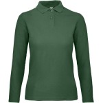 Dámské piqué polo s dlouhým rukávem - Bottle green 3XL