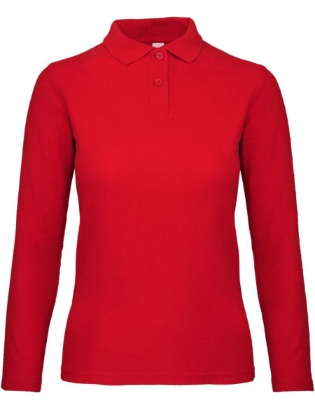Dámské piqué polo s dlouhým rukávem - Red XS