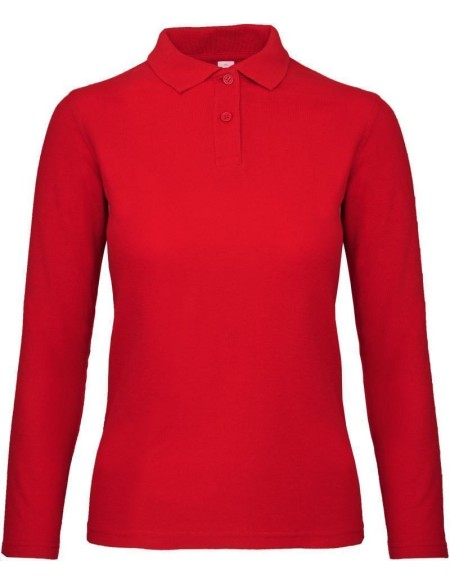 Dámské piqué polo s dlouhým rukávem - Red 3XL