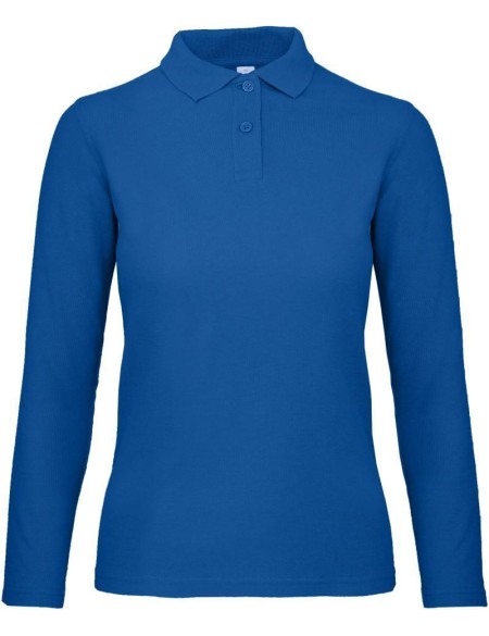 Dámské piqué polo s dlouhým rukávem - Royal blue XL
