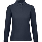 Dámské piqué polo s dlouhým rukávem - Navy XXL