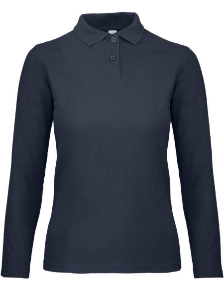 Dámské piqué polo s dlouhým rukávem - Navy XXL