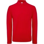 Pánské piqué polo s dlouhým rukávem - Red L