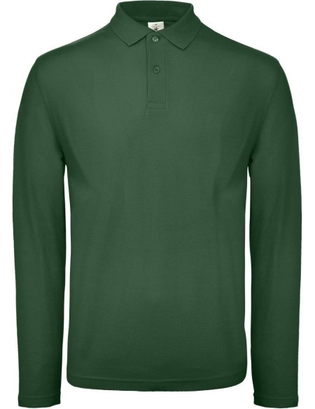 Pánské piqué polo s dlouhým rukávem - Bottle green 4XL