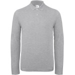 Pánské piqué polo s dlouhým rukávem - Heather grey XXL