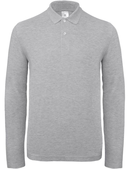 Pánské piqué polo s dlouhým rukávem - Heather grey XXL