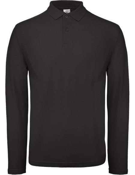 Pánské piqué polo s dlouhým rukávem - Black L