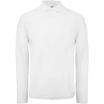 Pánské piqué polo s dlouhým rukávem - White M