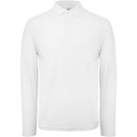 Pánské piqué polo s dlouhým rukávem - White L