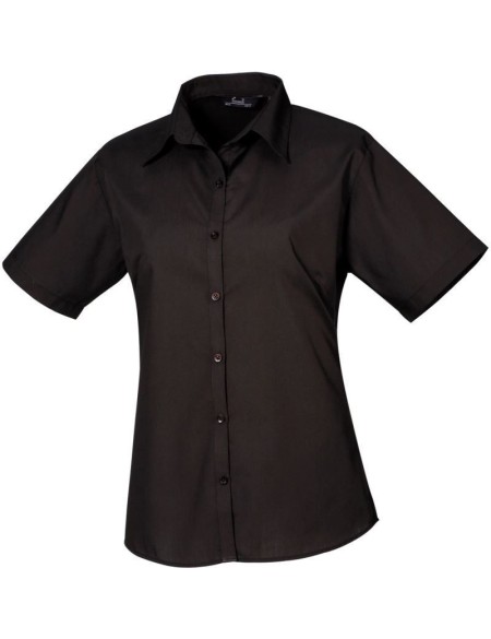 Popelínová halenka s krátkým rukávem - Black 3XL