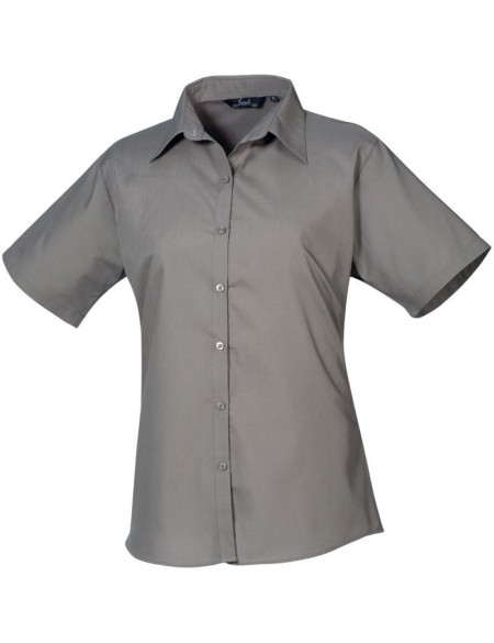 Popelínová halenka s krátkým rukávem - Dark grey 3XL