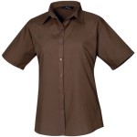 Popelínová halenka s krátkým rukávem - Brown 4XL